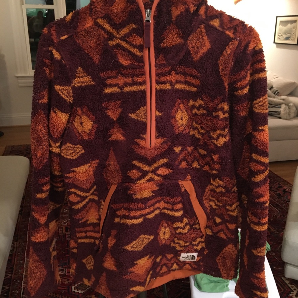 The North Face Women's Zip Up Sweater - Orange and Brown